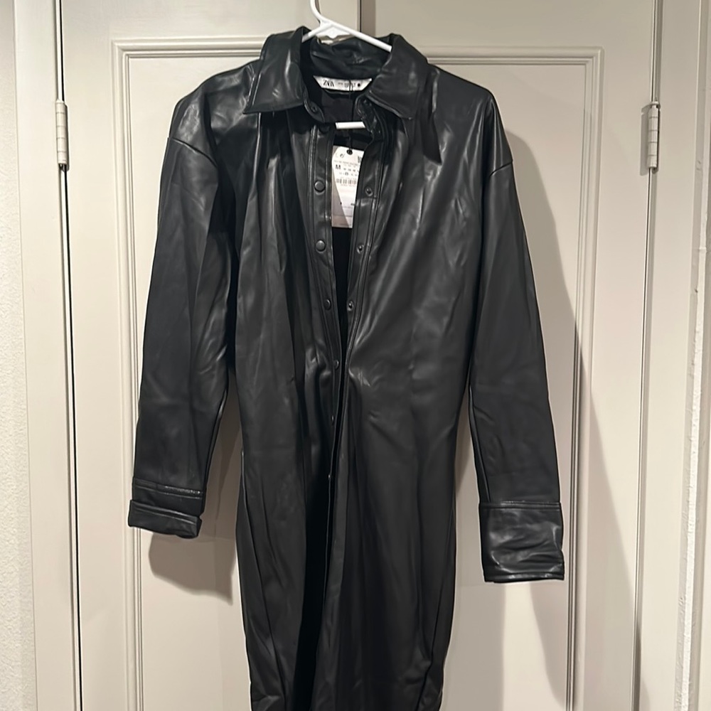 Zara Leather Long Dress with tags Size M
